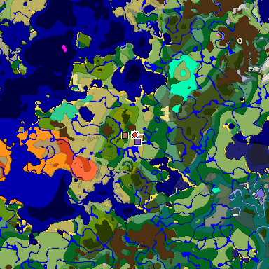 Predicted biome map of Java 26.3 seed 7156196518281393522 around estimated spawn