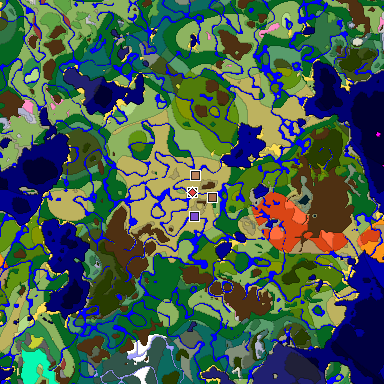 Predicted biome map of Java 26.3 seed 4212265601651222501 around estimated spawn