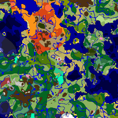 Predicted biome map of Java 26.3 seed -5960091808227260998 around estimated spawn