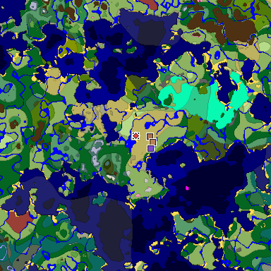 Predicted biome map of Java 26.3 seed -838167285043337029 around estimated spawn