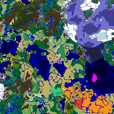 Predicted biome map of Java 26.3 seed -7123251013323788156 around estimated spawn