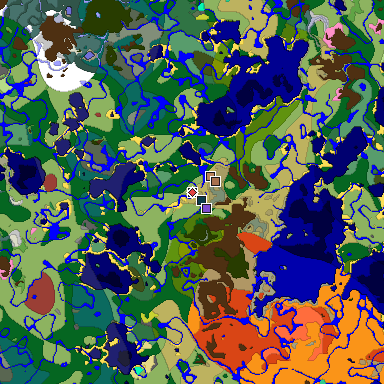 Predicted biome map of Java 26.3 seed -2270634287371221612 around estimated spawn