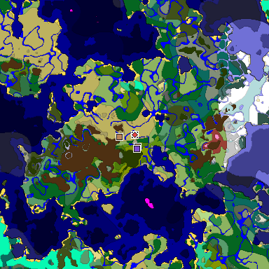 Predicted biome map of Java 26.3 seed 2448422439957329544 around estimated spawn