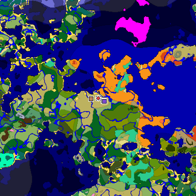 Predicted biome map of Java 26.3 seed -1360871212997046603 around estimated spawn