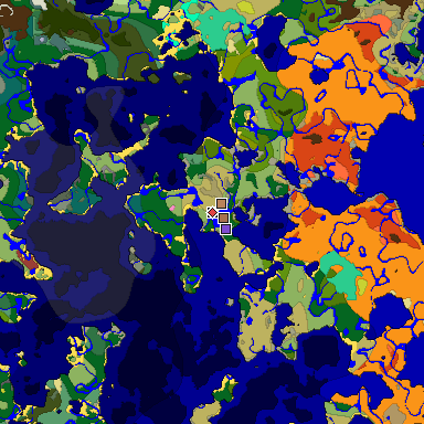 Predicted biome map of Java 26.3 seed -8458290369471405150 around estimated spawn