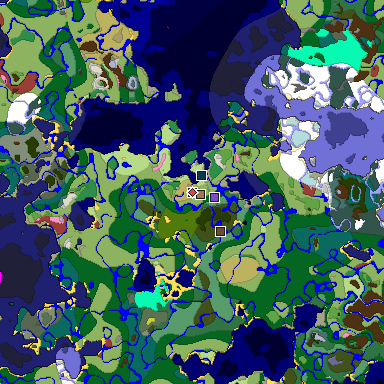 Predicted biome map of Java 26.3 seed 5269549949460756774 around estimated spawn
