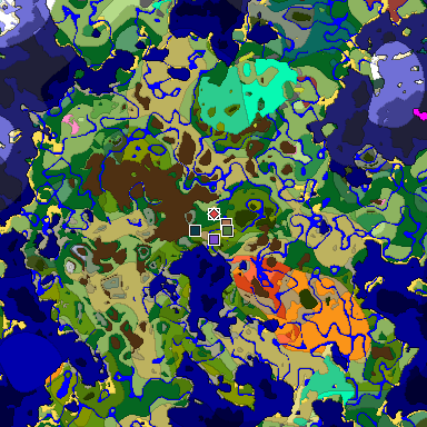 Predicted biome map of Java 26.3 seed 3731824687370224939 around estimated spawn