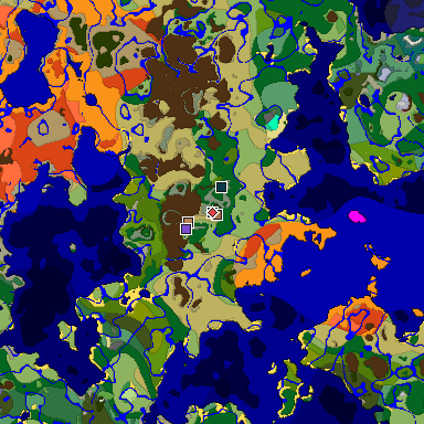 Predicted biome map of Java 26.3 seed 7292269988191615822 around estimated spawn