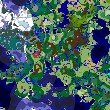 Predicted biome map of Java 26.3 seed 7260148064142832485 around estimated spawn