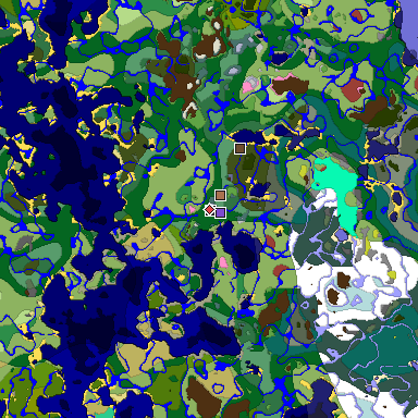Predicted biome map of Java 26.3 seed 6982394881701421577 around estimated spawn