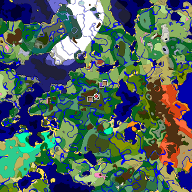 Predicted biome map of Java 26.3 seed -6227380584296158108 around estimated spawn