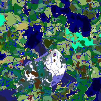 Predicted biome map of Java 26.3 seed 8497940175960756466 around estimated spawn