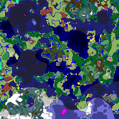 Predicted biome map of Java 26.3 seed -4508476637659574817 around estimated spawn