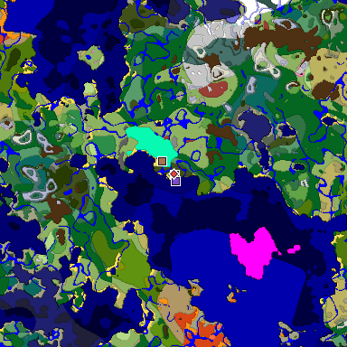 Predicted biome map of Java 26.3 seed -6314705210302981137 around estimated spawn