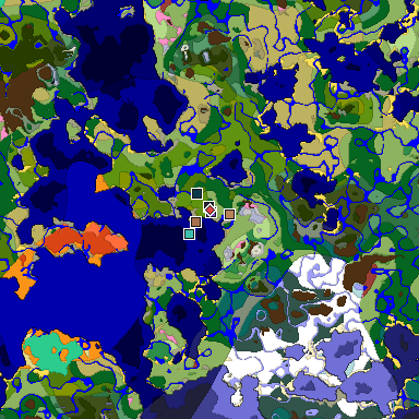 Predicted biome map of Java 26.3 seed -1375247858077344364 around estimated spawn