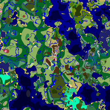 Predicted biome map of Java 26.3 seed -4334228473200146974 around estimated spawn