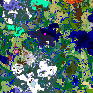Predicted biome map of Java 26.3 seed -5956987742792099638 around estimated spawn