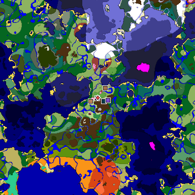 Predicted biome map of Java 26.3 seed 6218991675936933602 around estimated spawn