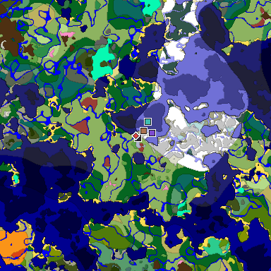Predicted biome map of Java 26.3 seed -1967767789691294755 around estimated spawn