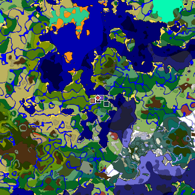 Predicted biome map of Java 26.3 seed -1686312859493746150 around estimated spawn