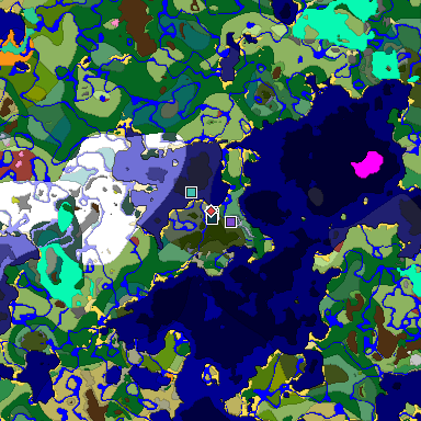 Predicted biome map of Java 26.3 seed -3863802818835566923 around estimated spawn
