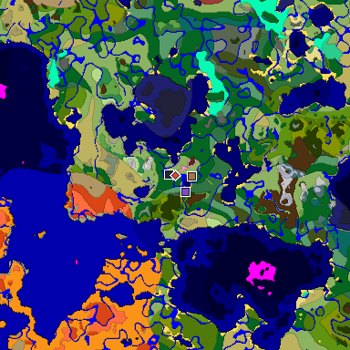 Predicted biome map of Java 26.3 seed 3176224097569558014 around estimated spawn