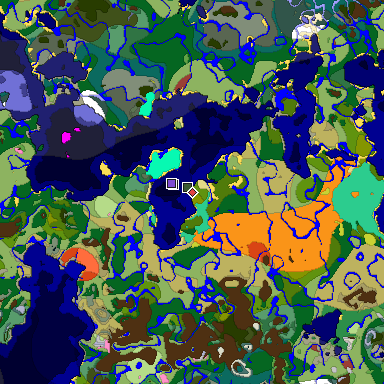 Predicted biome map of Java 26.3 seed -8410513060506549306 around estimated spawn