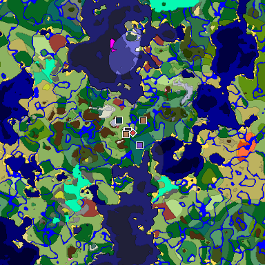 Predicted biome map of Java 26.3 seed -4355886990714194020 around estimated spawn