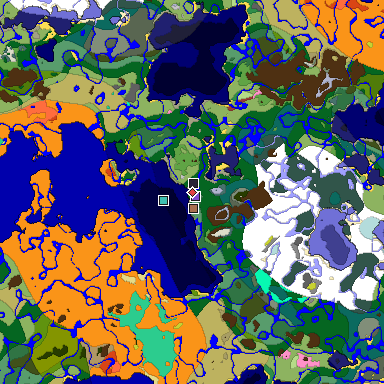 Predicted biome map of Java 26.3 seed 4221663405799309539 around estimated spawn
