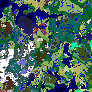 Predicted biome map of Java 26.3 seed 4606457302676581136 around estimated spawn