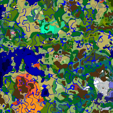 Predicted biome map of Java 26.3 seed -59349508421274541 around estimated spawn