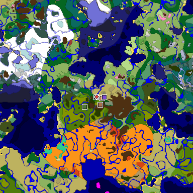 Predicted biome map of Java 26.3 seed 1025414920732510035 around estimated spawn