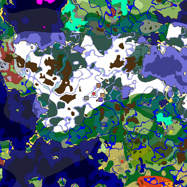 Predicted biome map of Java 26.3 seed 4551458846892364845 around estimated spawn