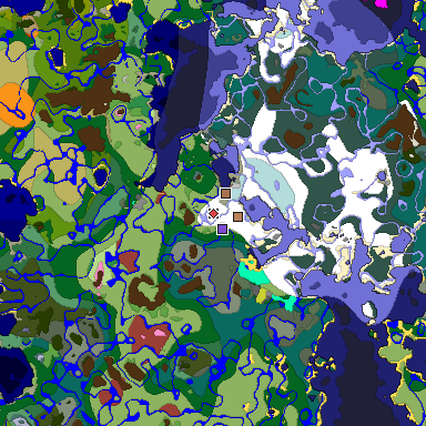 Predicted biome map of Java 26.3 seed 6738922126901387155 around estimated spawn