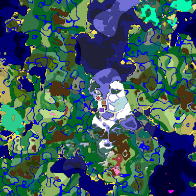 Predicted biome map of Java 26.3 seed -6100167784390544707 around estimated spawn