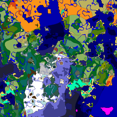 Predicted biome map of Java 26.3 seed -218753286018065601 around estimated spawn