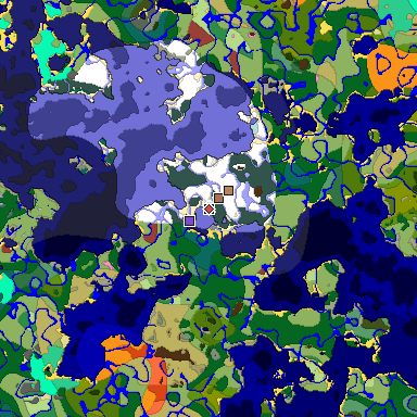 Predicted biome map of Java 26.3 seed -5056766019195123310 around estimated spawn