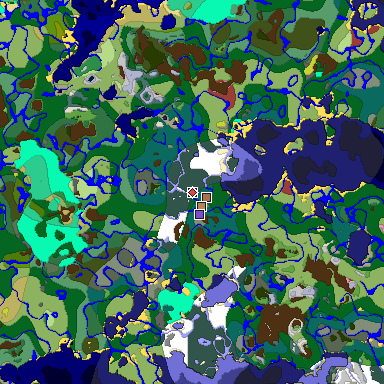 Predicted biome map of Java 26.3 seed -4870673920487004919 around estimated spawn