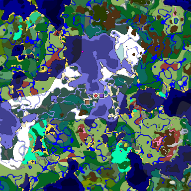 Predicted biome map of Java 26.3 seed -4803536470269120349 around estimated spawn