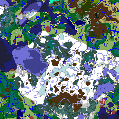 Predicted biome map of Java 26.3 seed 5623297194261381765 around estimated spawn