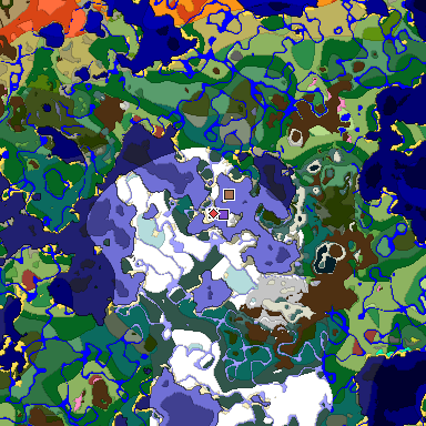Predicted biome map of Java 26.3 seed 2298931696797710565 around estimated spawn