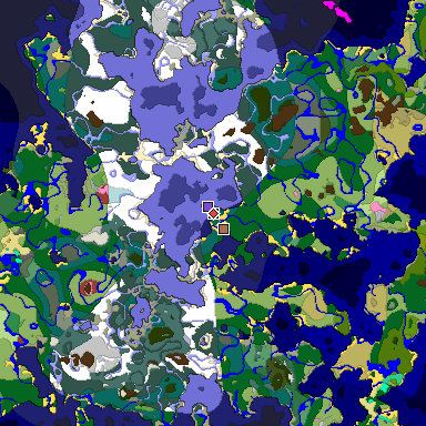 Predicted biome map of Java 26.3 seed 3063069352091739725 around estimated spawn