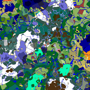 Predicted biome map of Java 26.3 seed 4546524456356864465 around estimated spawn