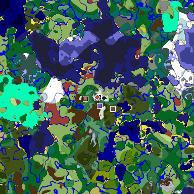 Predicted biome map of Java 26.3 seed 1868249909063348942 around estimated spawn