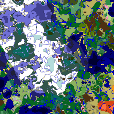 Predicted biome map of Java 26.3 seed -6085690929484203185 around estimated spawn