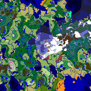 Predicted biome map of Java 26.3 seed -1392212299437820994 around estimated spawn