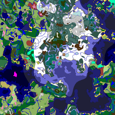 Predicted biome map of Java 26.3 seed 6932397873397574698 around estimated spawn
