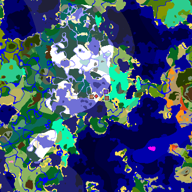 Map of Minecraft seed 8813960015720584000 around spawn
