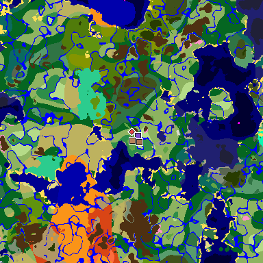 Map of Minecraft seed 4301174236917376267 around spawn