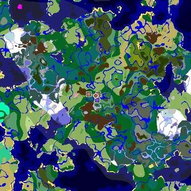 Map of Minecraft seed 1669508374879827882 around spawn